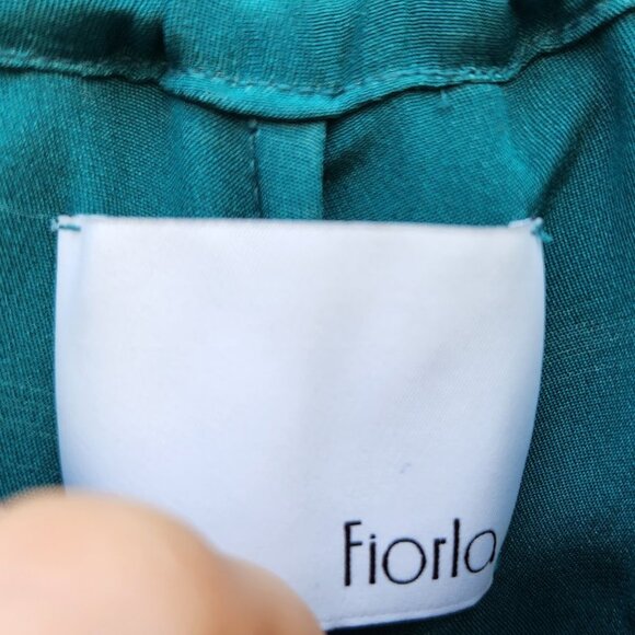 FIORLA Forte Split Hem Turquoise Silk Pants - Picture 5 of 8